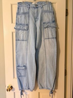 Light Blue Cargo Jeans for women by Hidden
